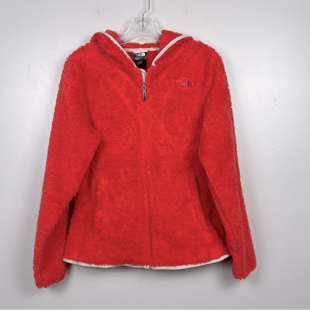 The North Face coral Veranda Hoodie full zip fuzzy texture jacket, size small.